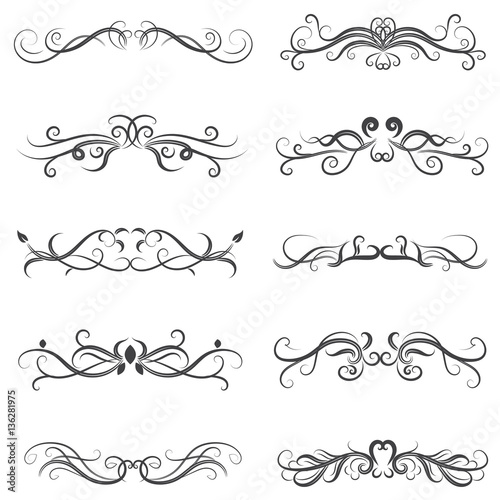 vector illustration set of border calligraphic and dividers decorative