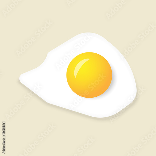 Fried egg isolated on yellow background. Vector illustration.