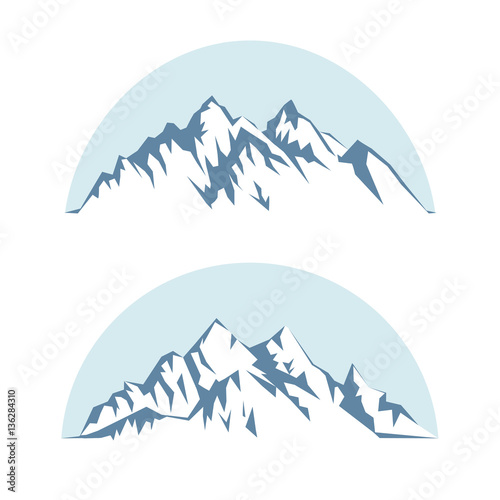 graphic silhouette of the mountains against the blue sky