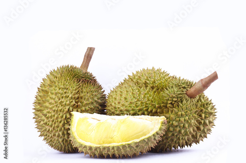 durian mon thong is king of fruits durian on white background fresh healthy durian fruit food isolated 