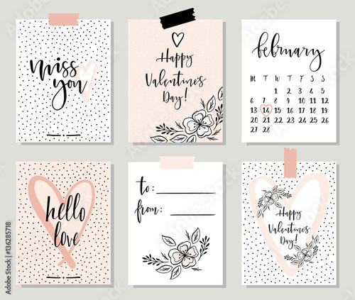 Love collection with 6 cards. Perfect for Valentines day, stickers, birthday, save the date invitation.