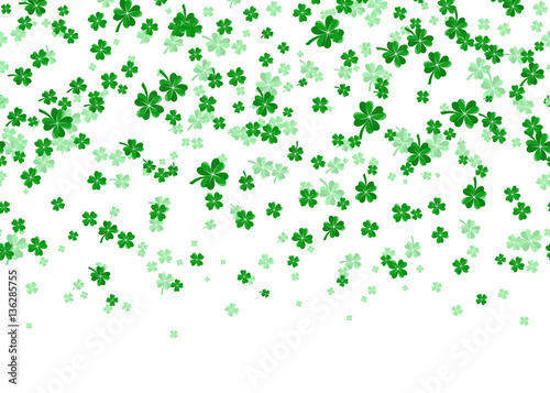 Vector illustration of floral seamless border with four leaved green clover