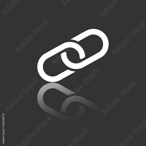 Chain Icon vector illustration in flat style isolated on black background. Connection symbol with reflect effect for web site design, logo, app, ui.