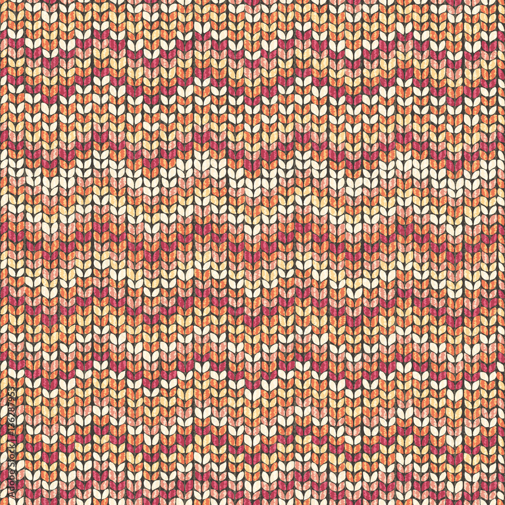 Knitting pattern, zigzag seamless wool background, vector Illustration