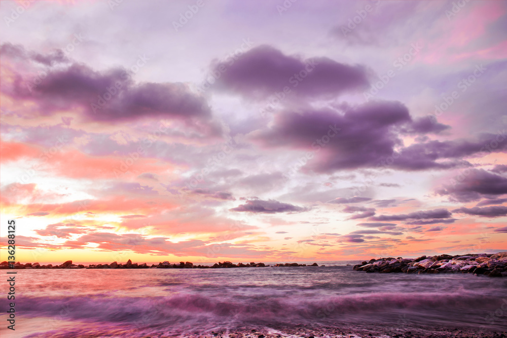 romantic seascape at sunset