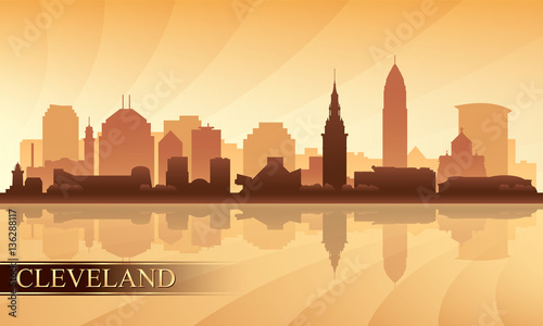 Cleveland city skyline silhouette background