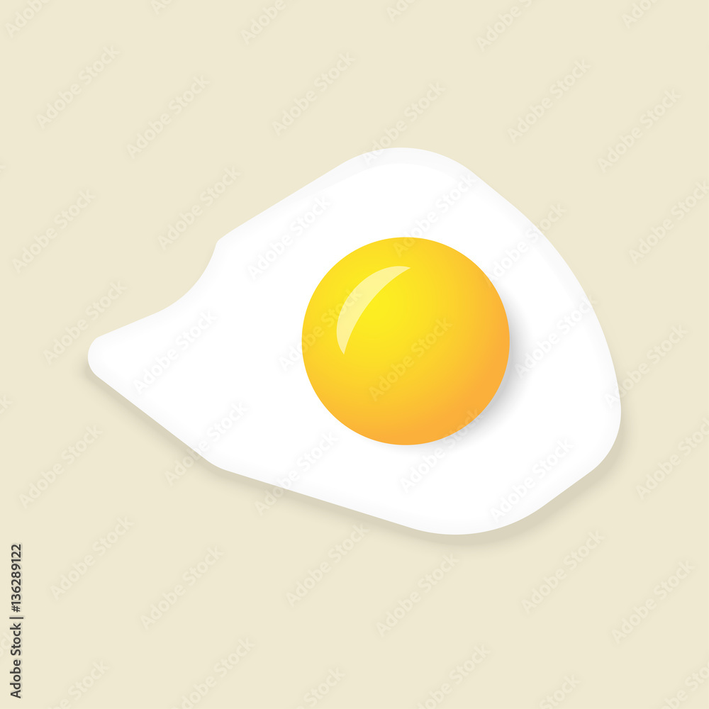 Fried egg isolated on yellow background. Vector illustration. Fried egg isolated on yellow background. Vector illustration.