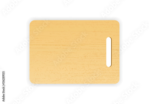 Wooden chopping or cutting board on white background. Vector illustration.