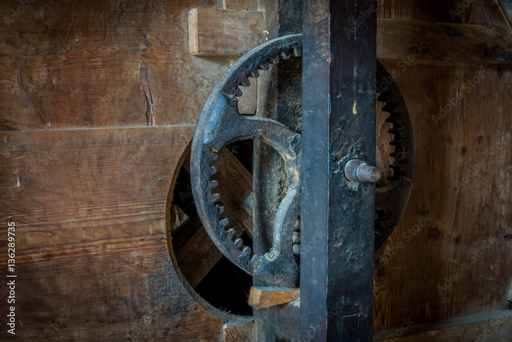 The pinion gear of an old mechanical device The pinion gear of an old mechanical device