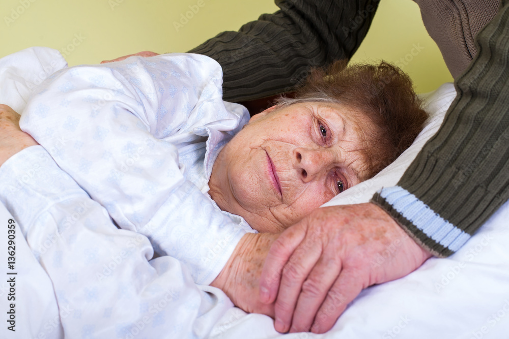 Bedriedden elderly woman Bedriedden elderly woman