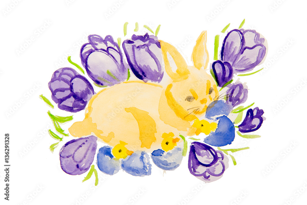 watercolor easter rabbit