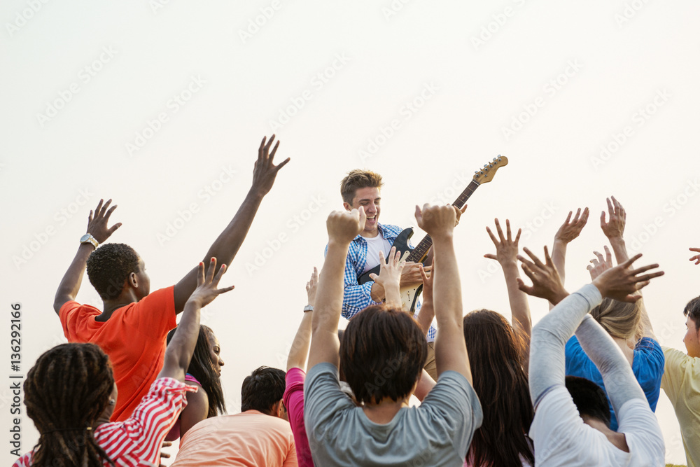 Concert Guitar Joyful Happy Gathering Group Concept Concert Guitar Joyful Happy Gathering Group Concept