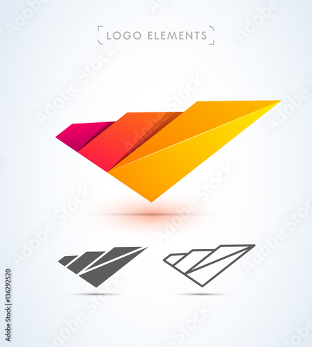 Abstract check mark, success, graph logo icon.