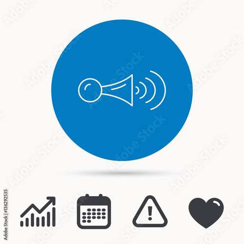 Klaxon signal icon. Car horn sign. Calendar  attention sign and growth chart. Button with web icon. Vector