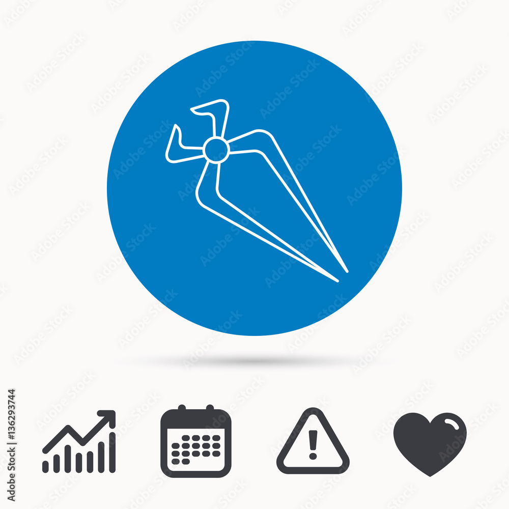 Nippers icon. Repairing service tool sign. Calendar, attention sign and growth chart. Button with web icon. Vector Nippers icon. Repairing service tool sign. Calendar, attention sign and growth chart. Button with web icon. Vector