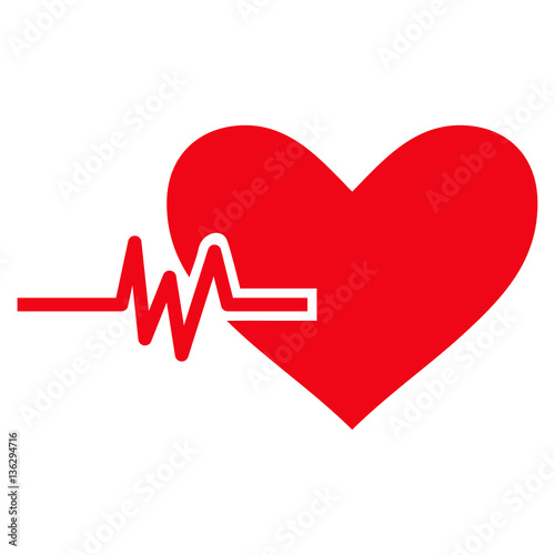 Heart Pulse flat icon. Vector red symbol. Pictograph is isolated on a white background. Trendy flat style illustration for web site design, logo, ads, apps, user interface.