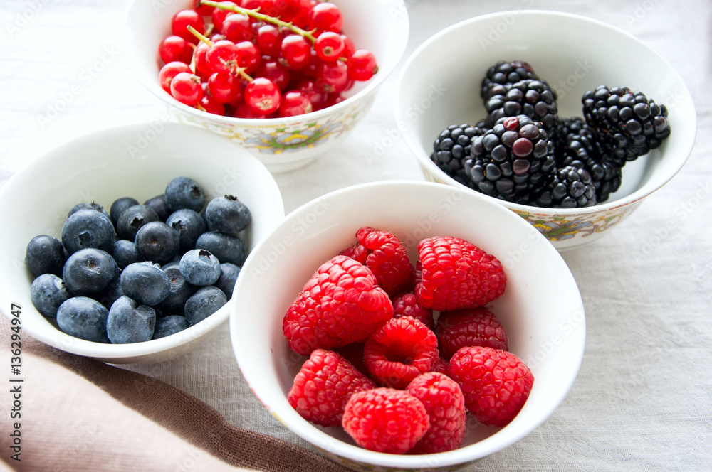 Mix of fresh berries. Raspberry, red currant, blackberries, blub Mix of fresh berries. Raspberry, red currant, blackberries, blub