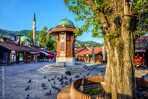Sebilj fountain in the Old Town of Sarajevo, Bosnia photo