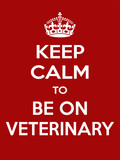 Vertical rectangular red-white motivation be veterinarian poster based in vintage retro style Keep clam