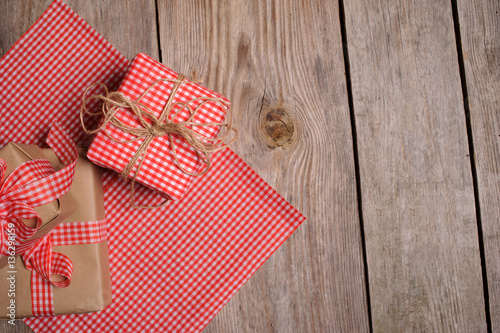 Vintage gift box on wooden background