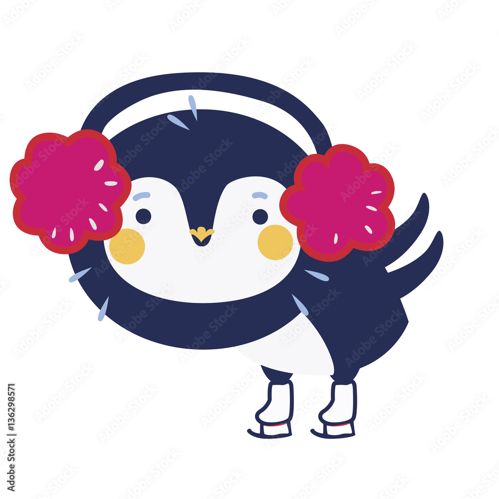 Obraz premium Cute penguin on the skates