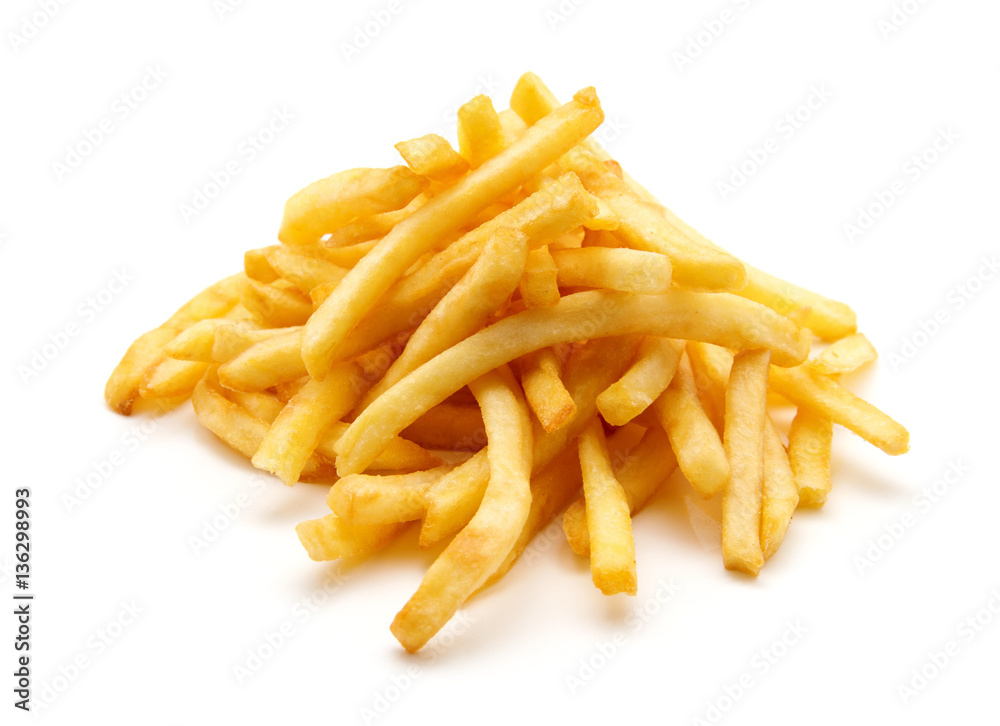 potato fry on white isolated background
