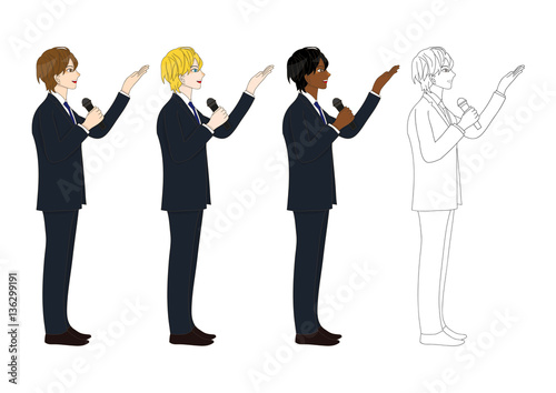 Set Handsome Business Man P...
