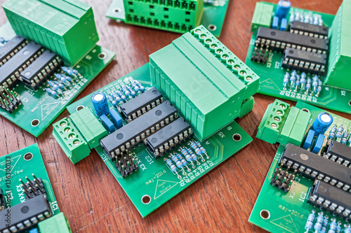 final step in product development; several pcb ready to be connected to raspberry pi and run; 
 photo