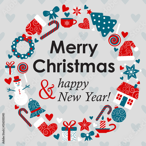 vector christmass greeting card with holiday design elements