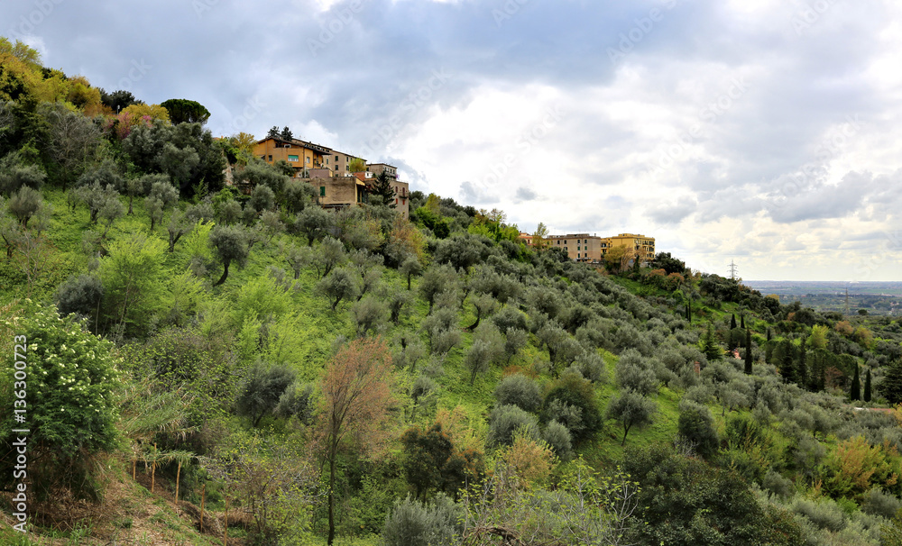 Fototapeta premium Summer storm clouds over the horizon of the european valley