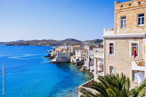 Greek town Ermoupoli, Syros island, Cyclades, Greece photo