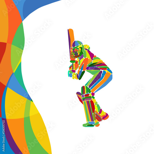 Abstract cricket player vector color illustration