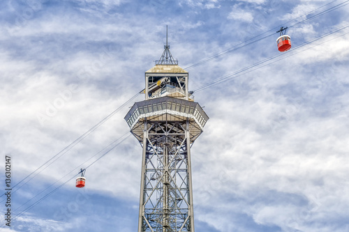 Canvas Print cable car in Barcelona, Spain