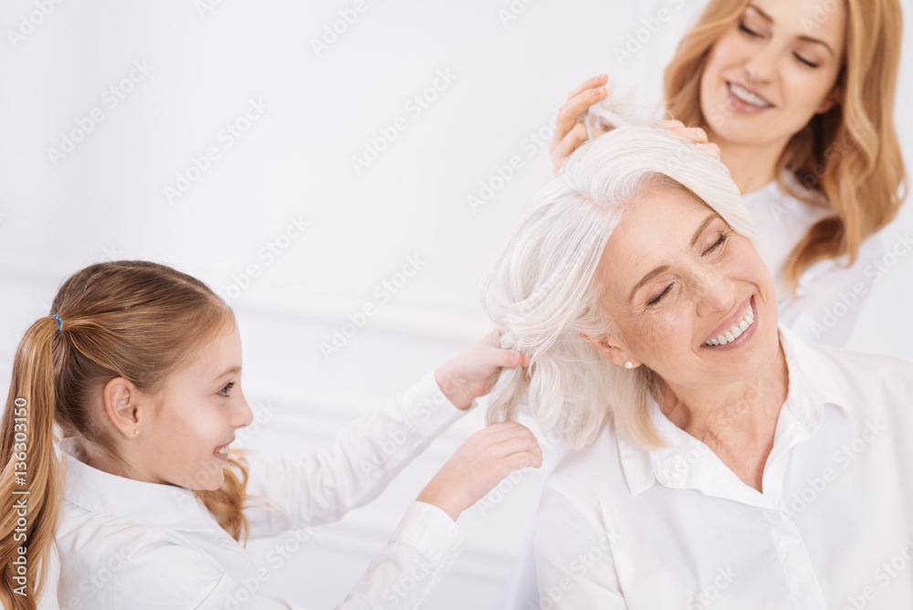 Positive family relaxing at home Positive family relaxing at home