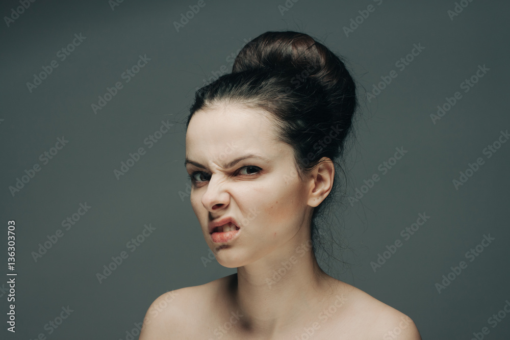 the woman left her face, disgust the woman left her face, disgust