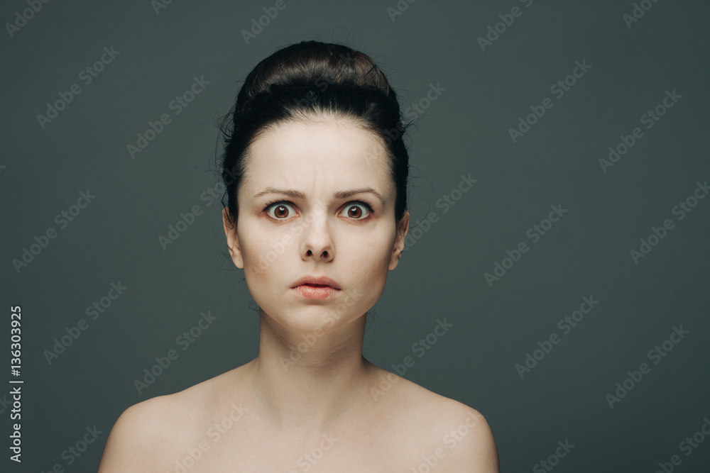 shocked woman with wide eyes shocked woman with wide eyes