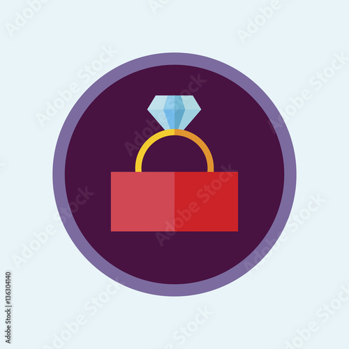 Colorful Icon. engagement ring Vector Illustration. Flat ring