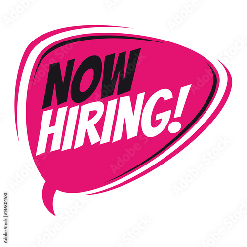 now hiring retro speech balloon