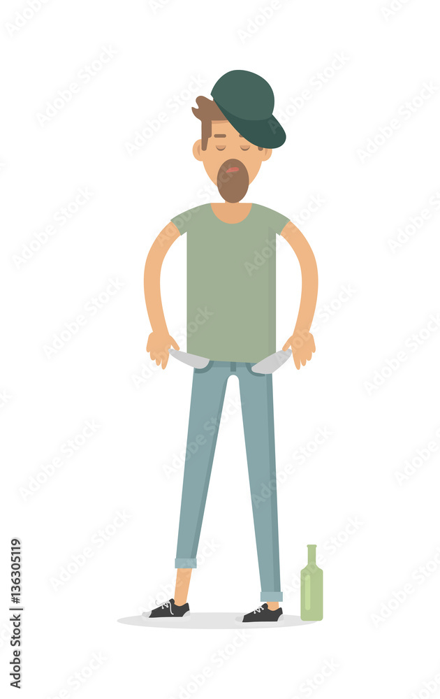 Pauper Men with Empty Pockets Isolated on White Pauper Men with Empty Pockets Isolated on White