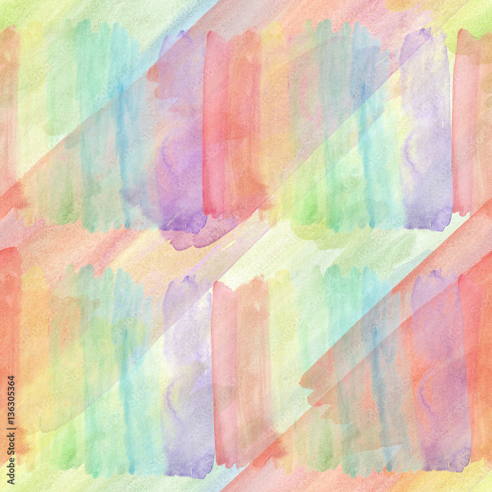 Watercolor seamless pattern illustration. Multicolored hand drawn texture.