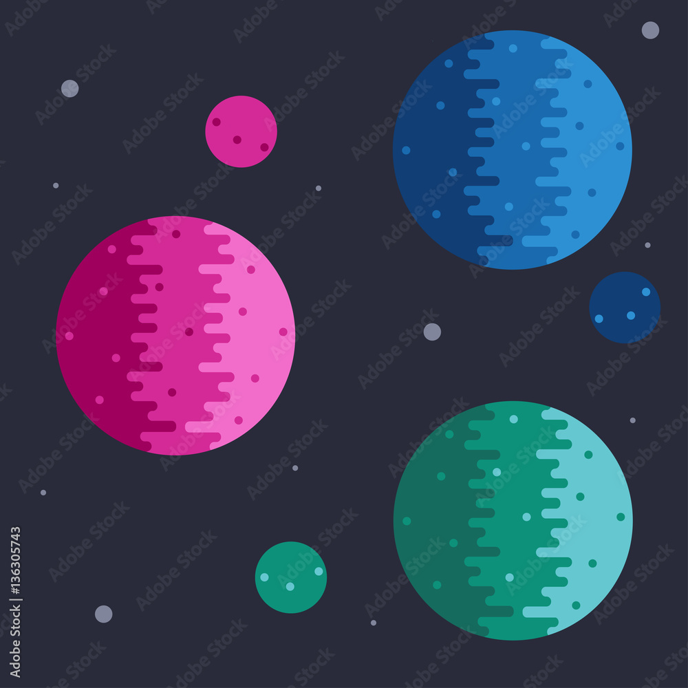 Naklejka premium Colored magic planets with stars,vector, illustration,