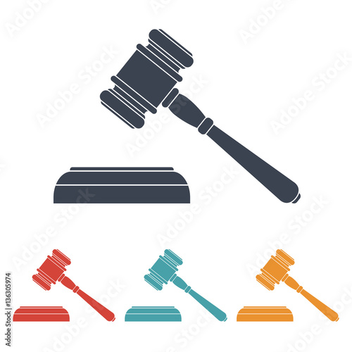 vector set of four colorful court hammer icons