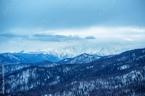 Majestic winter mountains panorama