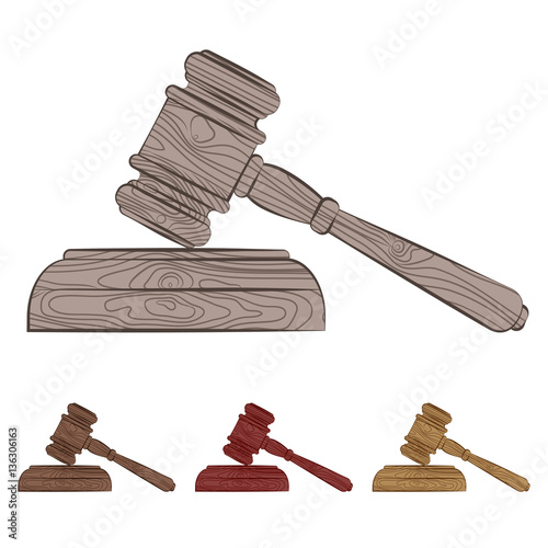 vector set of four court hammers in different colors