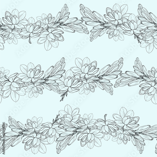 Branches of tuberose - vector image. Tuberose Image medicinal, perfumery and cosmetic plants. Seamless pattern.Wallpaper. Use printed materials, signs, posters, postcards, packaging.