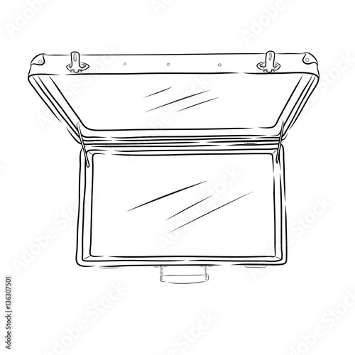 vector open and empty vintage suitcase in contours