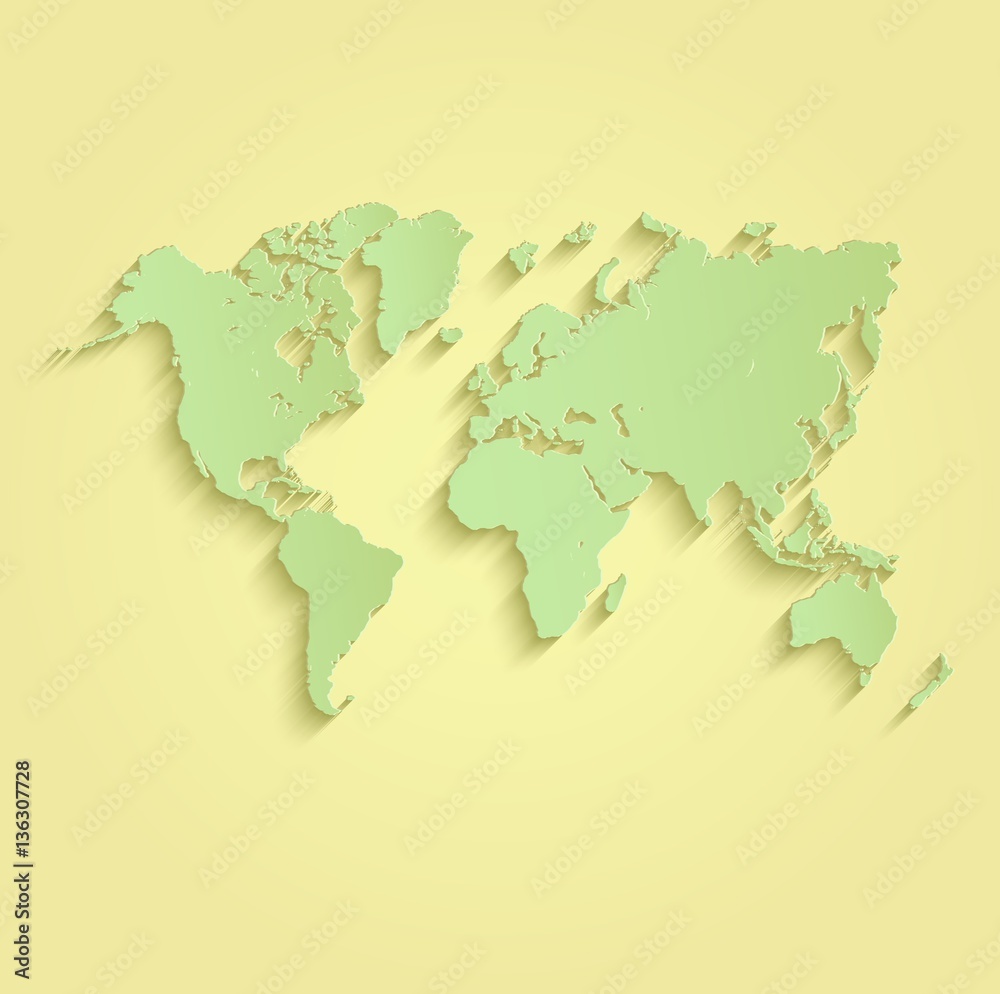 World map yellow green vector