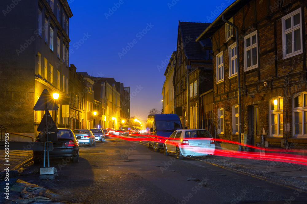 Dark street of Gdansk old town, Poland