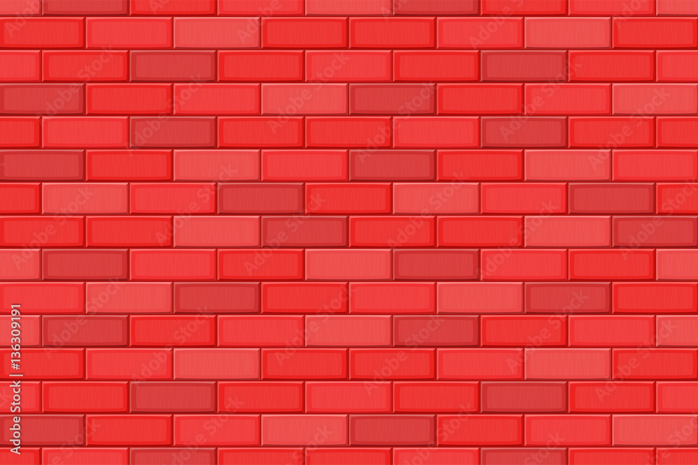 Cartoon hand drown red realistic seamless brick wall texture. Vector  illustration Stock Vector | Adobe Stock