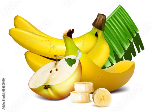 Ripe bananas and vector illustration